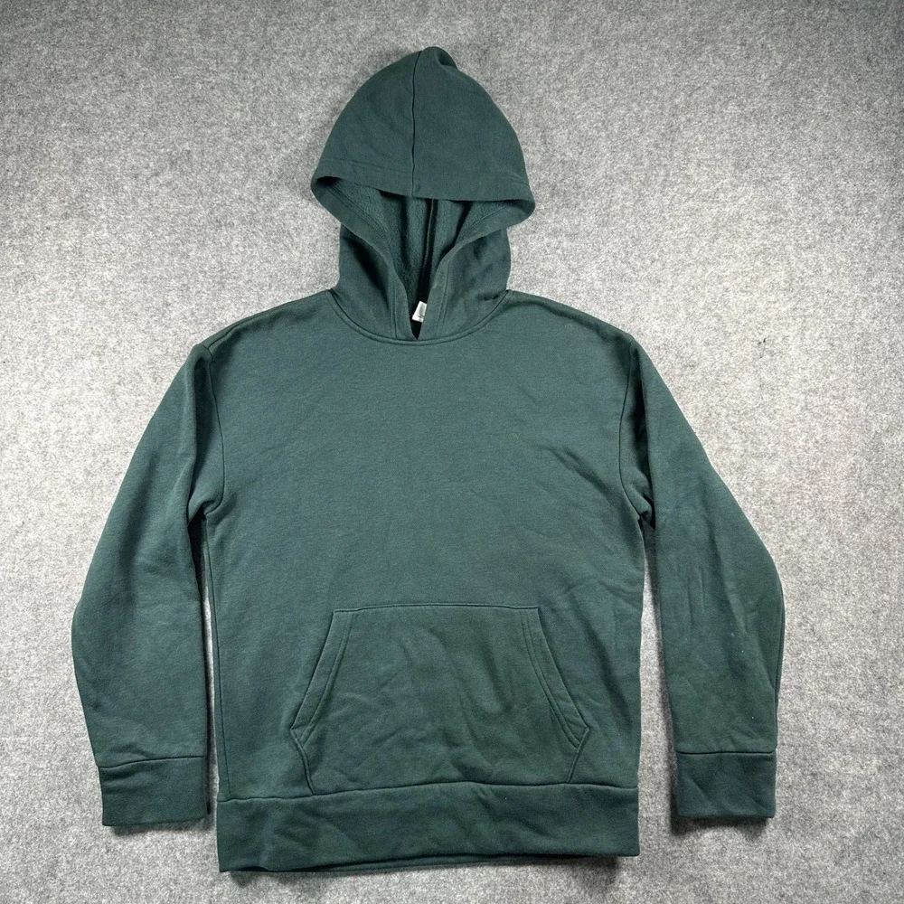 Old Navy Pullover Hoodie XL Green Solid Cotton Blend Fleece